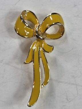 craft yellow enamel ribbon bow brooch pin welcome home military remembrance